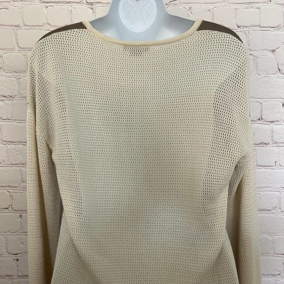 Mel & Lisa Brown & Cream 75% Silk Blend Pullover High Low Sweater - Size Small - Picture 7 of 9